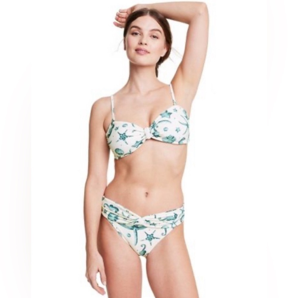 AGUA BENDITA Target Women’s Small NWT Bandeau Seahorse Ocean Print Swim.